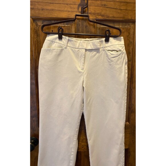 Talbots Signature Straight Pants Size 8 Cream 92% Cotton 8% Spandex Pockets - Picture 3 of 12